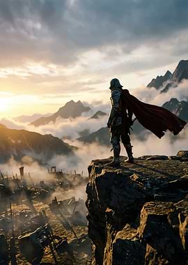 Knight overlooking a battlefield