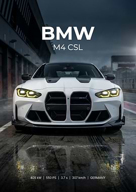 BMW M4 CSL on wet track