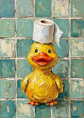 Duck with Toilet Paper Hat
