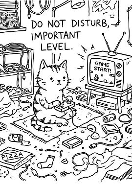 Cat playing video games