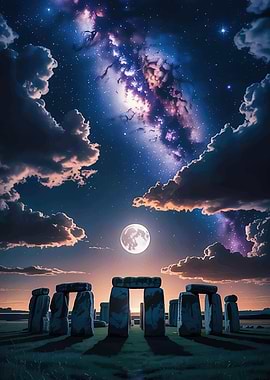 Stonehenge Under a Cosmic Sky