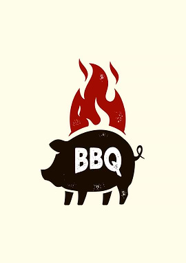 BBQ Pig with Flames