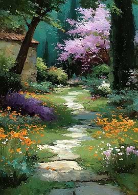 Enchanting Garden Path with Flowers