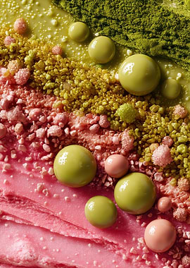 Close-up of colorful dessert layers