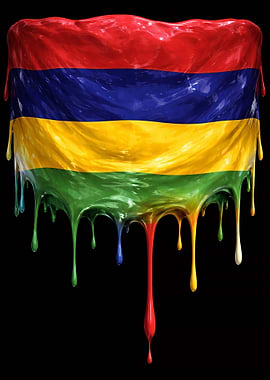 Mauritius Flag Dripping Paint