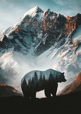 Brown Bear Double Exposure