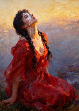 Woman in Red Dress Crying