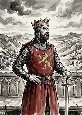 Medieval King with Lion Emblem