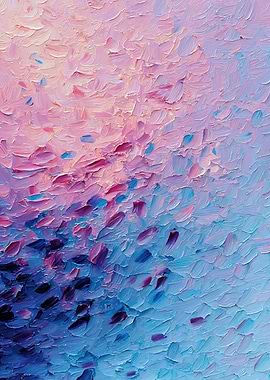 Abstract Textured Pink and Blue Painting