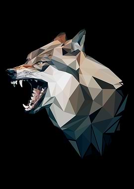 Low Poly Wolf Roaring