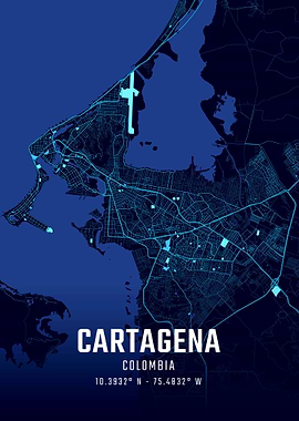Cartagena Midnight City Map