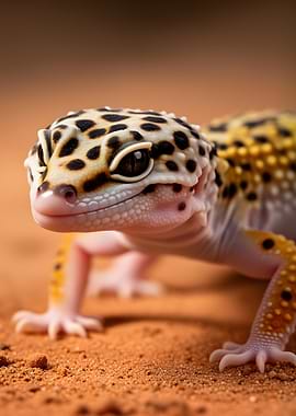 Leopard Gecko on Sand