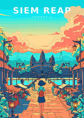 Siem Reap Angkor Wat Anime Poster