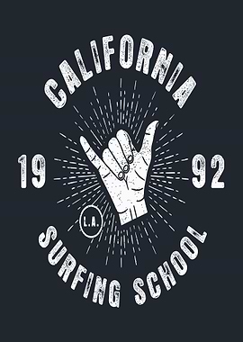 California Surfing School Vintage Graphic