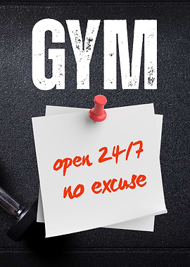 Gym Open 24/7 No Excuse Gym Lifting Motivation Funny