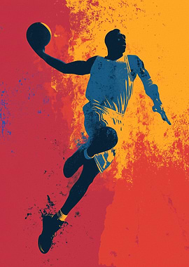 Basketball Player Dunking Silhouette