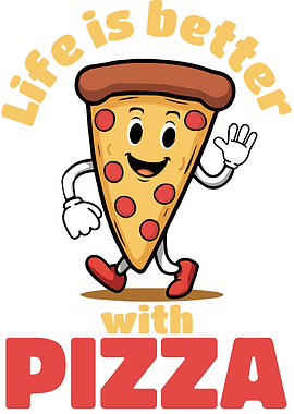 Funny Pizza Character with Text