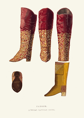 Antique Red and Gold Boots
