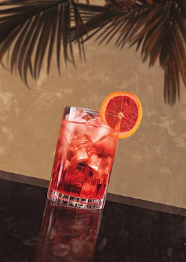 Red Cocktail with Orange Slice