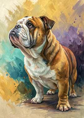 English Bulldog Portrait Painting