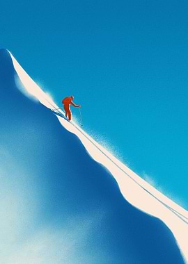 Skier on a Snowy Mountain