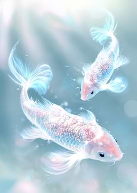 Ethereal Koi Fish Swimming
