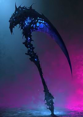 Dark Fantasy Scythe with Blue Energy