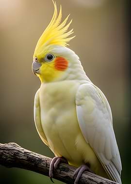 Cockatiel perched on a branch