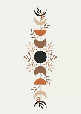 Boho Moon Phases with Leaves