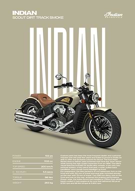 Indian Scout Dirt Track Smoke Motorcycle Poster