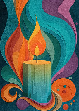 Abstract Candle Flame Art