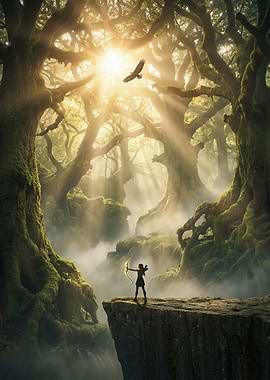 Archer in a mystical forest