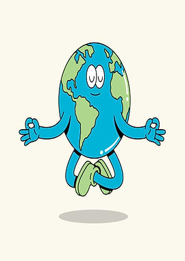 Meditating Earth Character