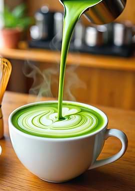 Pouring Matcha into a Cup