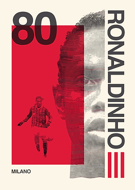 Ronaldinho 80 Milano Poster