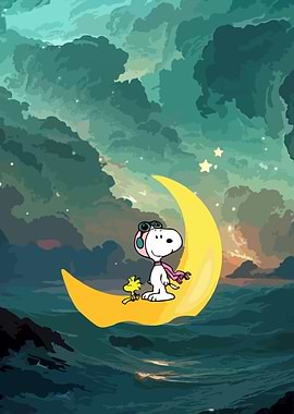 Snoopy and Woodstock on the Moon