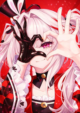 Anime Girl with Heart Hands