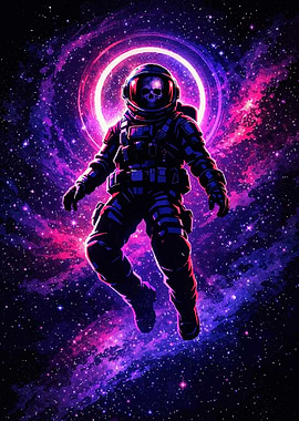 Astronaut in Cosmic Nebula
