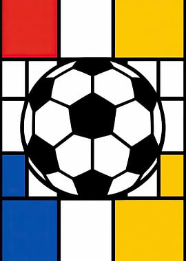 Mondrian Style Soccer Ball Art