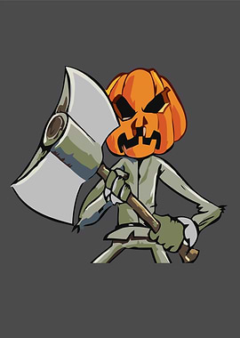 Pumpkin Head Warrior with Axe