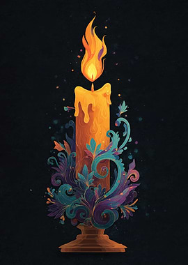 Ornate Candle with Floral Embellishments