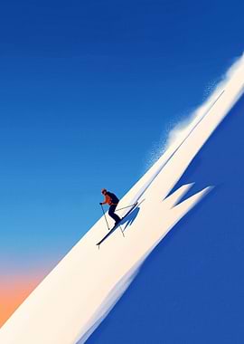 Skier on a Snowy Mountain