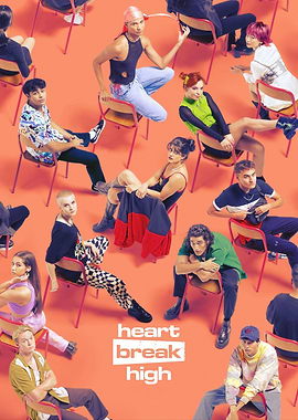 Heartbreak High Cast Posing on Chairs