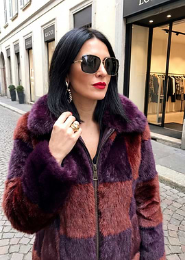 Woman in Fur Coat and Sunglasses