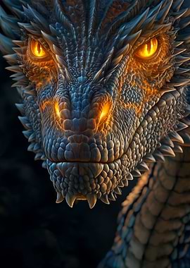 Close-up of a fierce dragon's face