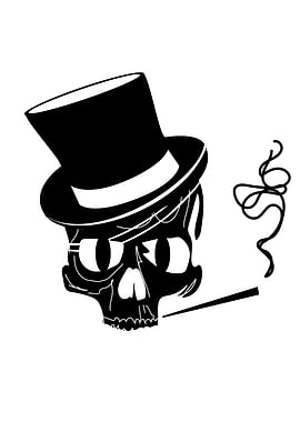 Skull in Top Hat Smoking