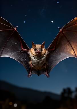 Bat flying at night