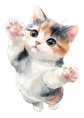 Cute Calico Kitten Reaching Out