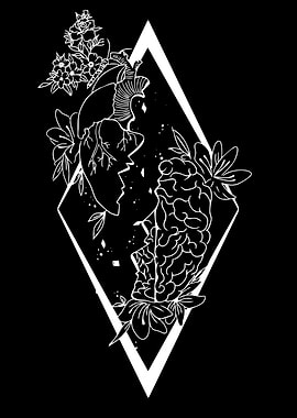 Heart and Brain with Flowers