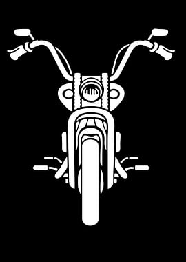 White Motorcycle Front View